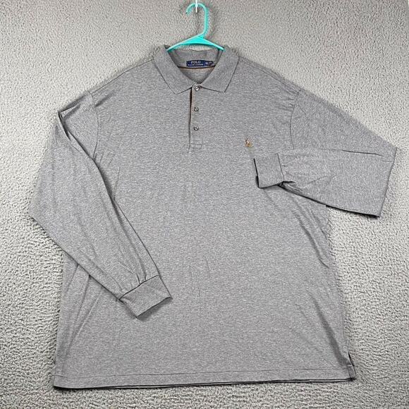 Polo Ralph Lauren Long Sleeve Performance Polo Shirt Men's 2XLT Gray - Picture 1 of 8
